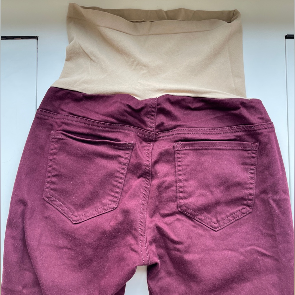 Indigo blue maternity skinny jeans.